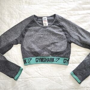 LIKE NEW Gymshark flex long sleeve crop top gray teal S